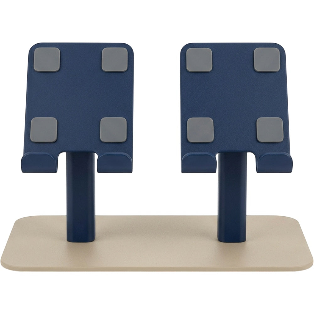 Namec Dual-Device Steel Phone Stand with 2 Tilting Cradles Sand and Navy - Product view