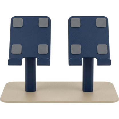 Namec Dual-Device Steel Phone Stand with 2 Tilting Cradles Sand and Navy - Product view