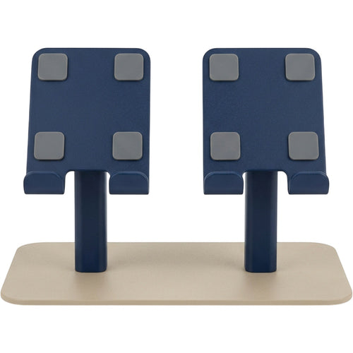 Namec Dual-Device Steel Phone Stand with 2 Tilting Cradles Sand and Navy - Product view
