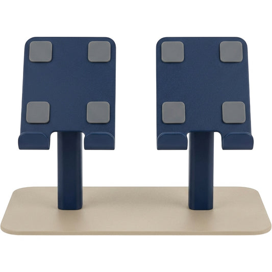Namec Dual-Device Steel Phone Stand with 2 Tilting Cradles Sand and Navy - Product view