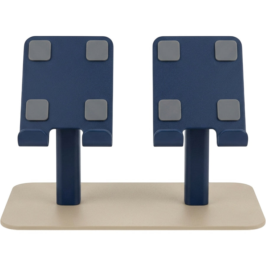 Namec Dual-Device Steel Phone Stand with 2 Tilting Cradles Sand and Navy